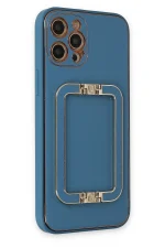 Newface iPhone 12 Pro Kılıf Coco Elit Kapak - Mavi - Görsel 2