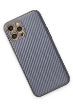Newface iPhone 12 Pro Kılıf Coco Karbon Silikon - Gri - Görsel 3