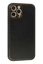 Newface iPhone 12 Pro Kılıf Coco Karbon Silikon - Siyah - Görsel 2