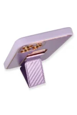 Newface iPhone 12 Pro Kılıf Coco Karbon Standlı Kapak - Mor - Görsel 4