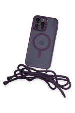 Newface iPhone 12 Pro Kılıf Divo Lazer Askılı Magsafe Kapak - Derin Mor - Görsel 3