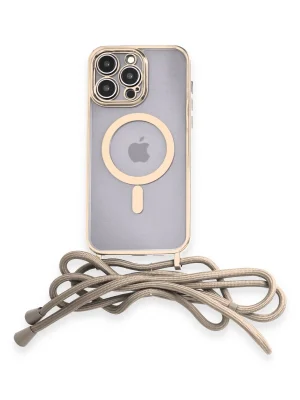 Newface iPhone 12 Pro Kılıf Divo Lazer Askılı Magsafe Kapak - Gold