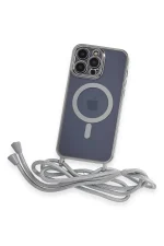 Newface iPhone 12 Pro Kılıf Divo Lazer Askılı Magsafe Kapak - Gümüş - Görsel 3