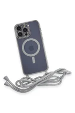 Newface iPhone 12 Pro Kılıf Divo Lazer Askılı Magsafe Kapak - Gümüş - Görsel 4