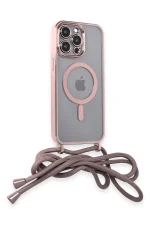 Newface iPhone 12 Pro Kılıf Divo Lazer Askılı Magsafe Kapak - Pembe - Görsel 2