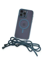 Newface iPhone 12 Pro Kılıf Divo Lazer Askılı Magsafe Kapak - Sierra Blue - Görsel 3