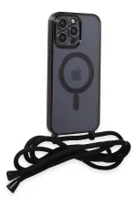 Newface iPhone 12 Pro Kılıf Divo Lazer Askılı Magsafe Kapak - Siyah - Görsel 2