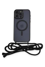 Newface iPhone 12 Pro Kılıf Divo Lazer Askılı Magsafe Kapak - Siyah