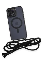 Newface iPhone 12 Pro Kılıf Divo Lazer Askılı Magsafe Kapak - Siyah - Görsel 4