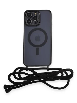 Newface iPhone 12 Pro Kılıf Divo Lazer Askılı Magsafe Kapak - Siyah
