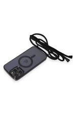 Newface iPhone 12 Pro Kılıf Divo Lazer Askılı Magsafe Kapak - Siyah - Görsel 5