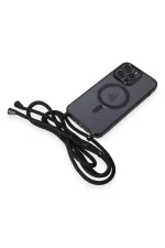 Newface iPhone 12 Pro Kılıf Divo Lazer Askılı Magsafe Kapak - Siyah - Görsel 6