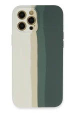 Newface iPhone 12 Pro Kılıf Ebruli Lansman Silikon - Beyaz-Gri