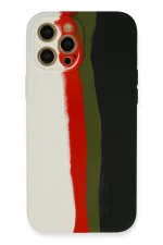 Newface iPhone 12 Pro Kılıf Ebruli Lansman Silikon - Beyaz-Siyah