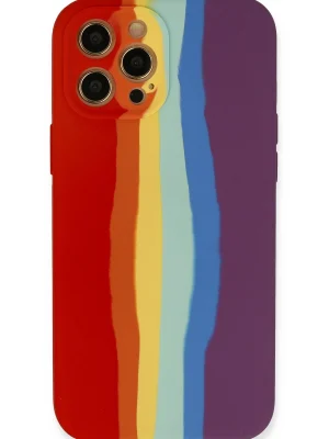 Newface iPhone 12 Pro Kılıf Ebruli Lansman Silikon - Kırmızı-Mor