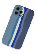 Newface iPhone 12 Pro Kılıf Ebruli Lansman Silikon - Mavi-Gri - Görsel 2