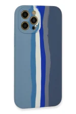 Newface iPhone 12 Pro Kılıf Ebruli Lansman Silikon - Mavi-Gri - Görsel 3