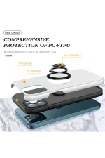 Newface iPhone 12 Pro Kılıf Elit Yüzüklü Kapak - Gümüş - Görsel 2