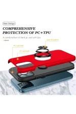 Newface iPhone 12 Pro Kılıf Elit Yüzüklü Kapak - Kırmızı - Görsel 2