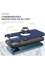 Newface iPhone 12 Pro Kılıf Elit Yüzüklü Kapak - Lacivert - Görsel 2