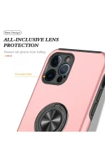 Newface iPhone 12 Pro Kılıf Elit Yüzüklü Kapak - Pembe - Görsel 4