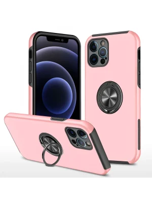 Newface iPhone 12 Pro Kılıf Elit Yüzüklü Kapak - Pembe