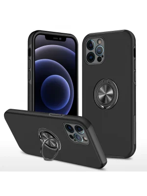 Newface iPhone 12 Pro Kılıf Elit Yüzüklü Kapak - Siyah