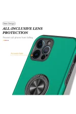 Newface iPhone 12 Pro Kılıf Elit Yüzüklü Kapak - Yeşil - Görsel 4