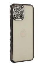 Newface iPhone 12 Pro Kılıf Joke Taşlı Silikon - Siyah