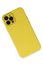 Newface iPhone 12 Pro Kılıf Lansman Glass Kapak - Sarı - Görsel 2
