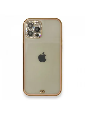 Newface iPhone 12 Pro Kılıf Liva Taşlı Silikon - Pembe