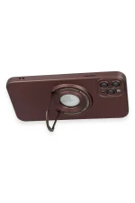 Newface iPhone 12 Pro Kılıf Lukka Magneticsafe Kapak - Kahverengi - Görsel 4