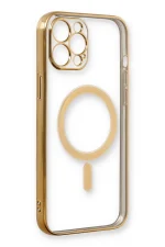 Newface iPhone 12 Pro Kılıf Magneticsafe Lazer Silikon - Gold - Görsel 2