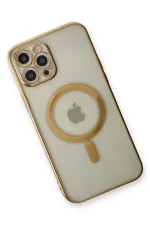 Newface iPhone 12 Pro Kılıf Magneticsafe Lazer Silikon - Gold - Görsel 4
