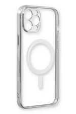 Newface iPhone 12 Pro Kılıf Magneticsafe Lazer Silikon - Gümüş - Görsel 2
