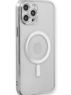 Newface iPhone 12 Pro Kılıf Magneticsafe Lazer Silikon - Gümüş