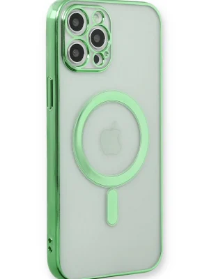 Newface iPhone 12 Pro Kılıf Magneticsafe Lazer Silikon - Haki Yeşil