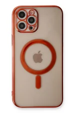 Newface iPhone 12 Pro Kılıf Magneticsafe Lazer Silikon - Kırmızı - Görsel 3