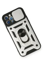 Newface iPhone 12 Pro Kılıf Pars Lens Yüzüklü Silikon - Gümüş - Görsel 3