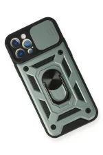 Newface iPhone 12 Pro Kılıf Pars Lens Yüzüklü Silikon - Yeşil - Görsel 3