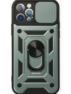 Newface iPhone 12 Pro Kılıf Pars Lens Yüzüklü Silikon - Yeşil