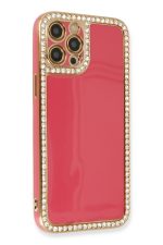 Newface iPhone 12 Pro Kılıf Solo Taşlı Silikon - Pembe - Görsel 2