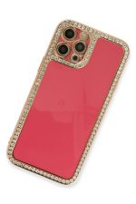 Newface iPhone 12 Pro Kılıf Solo Taşlı Silikon - Pembe - Görsel 3