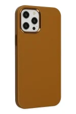 Newface iPhone 12 Pro Max Kılıf Asya Deri Silikon - Kahverengi - Görsel 2