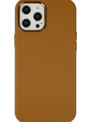 Newface iPhone 12 Pro Max Kılıf Asya Deri Silikon - Kahverengi