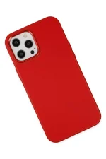 Newface iPhone 12 Pro Max Kılıf Asya Deri Silikon - Kırmızı - Görsel 3
