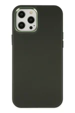 Newface iPhone 12 Pro Max Kılıf Asya Deri Silikon - Koyu Yeşil