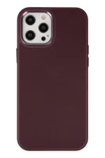 Newface iPhone 12 Pro Max Kılıf Asya Deri Silikon - Mürdüm