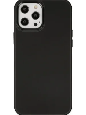 Newface iPhone 12 Pro Max Kılıf Asya Deri Silikon - Siyah