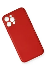 Newface iPhone 12 Pro Max Kılıf Coco Deri Silikon Kapak - Kırmızı - Görsel 2